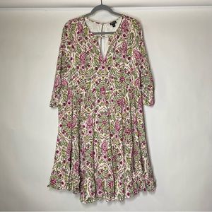 Torrid Size 1 1X Ivory Floral Print Challis Skater Dress Romantic Boho